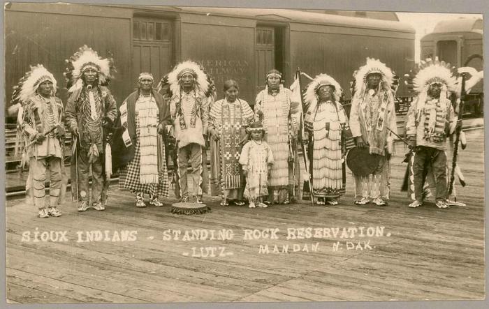 old postcard: Sioux Indians - Standing Rock Reservation, Mandan ND