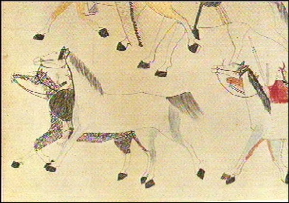 red horse drawing of curly taken on Little Big Horn battlefield